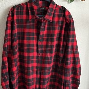 Banana Republic Men's Red and Black Plaid Shirt